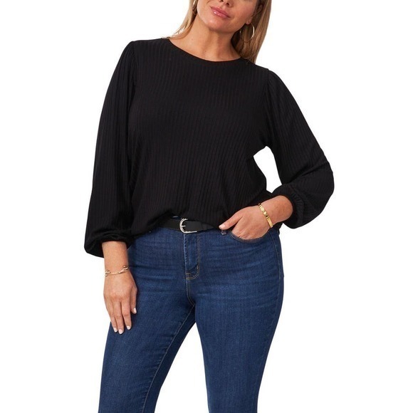 1 STATE‎ Womens Black Bubble Crewneck Top Size 2X - Picture 1 of 10